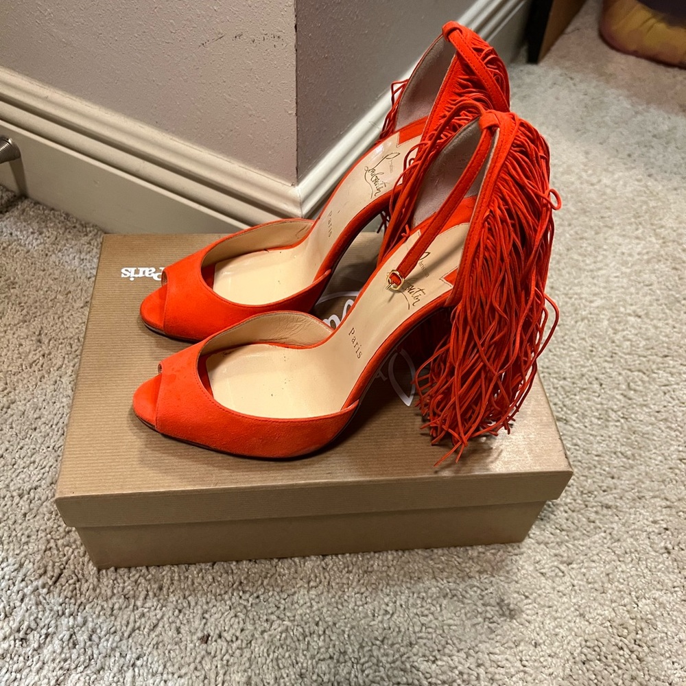 Authentic Christian Louboutin 120 suede sandal